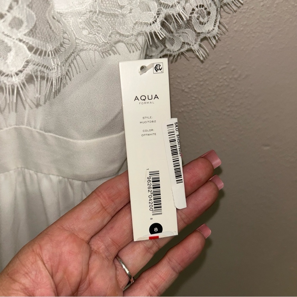 Aqua Off-Shoulder White Ruffle Maxi bridal gown Dress - Picture 5 of 6